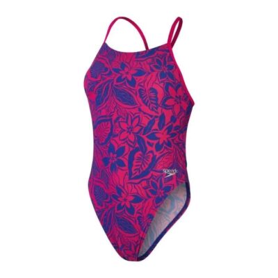 Speedo Allover Digital Tie Back Swimsuit Womens