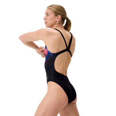 Speedo Womens Printed Leaderback- Engineered One Piece Professional Swimwear