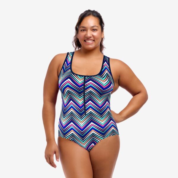 Funkita Ladies Zip Front One Piece Point Out