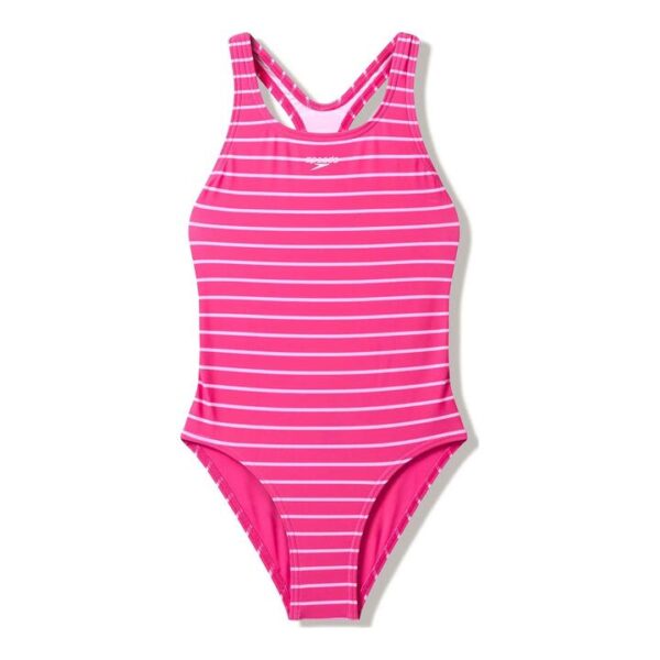 Speedo Junior Girls Stripe Print Medalist One Piece