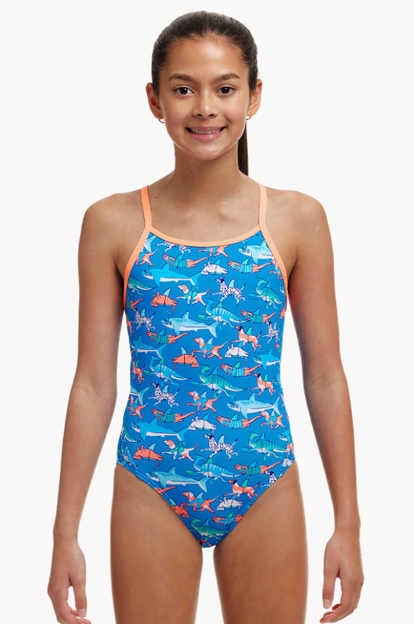 Funkita Girls Fin Swimming Diamond Back One Piece
