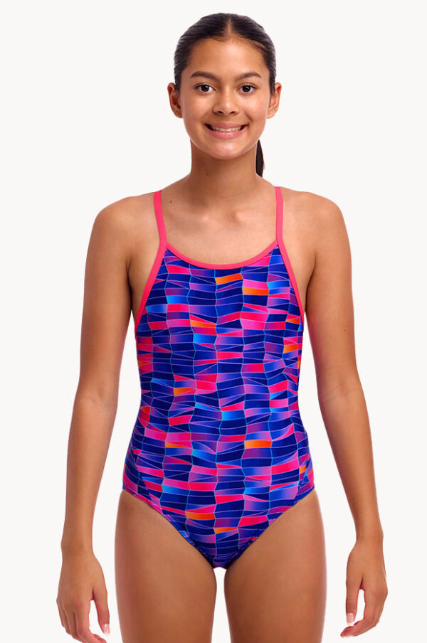 Funkita Girls Warped Waves Diamond Back One Piece