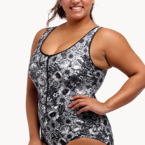 Funkita Nights Rose DD/E Cup Zip Front One Piece