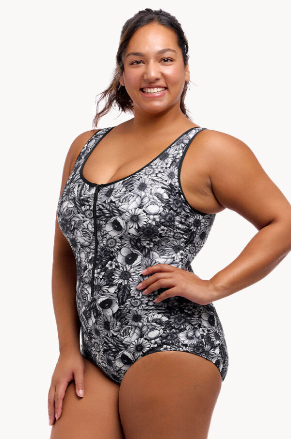 Funkita Nights Rose DD/E Cup Zip Front One Piece