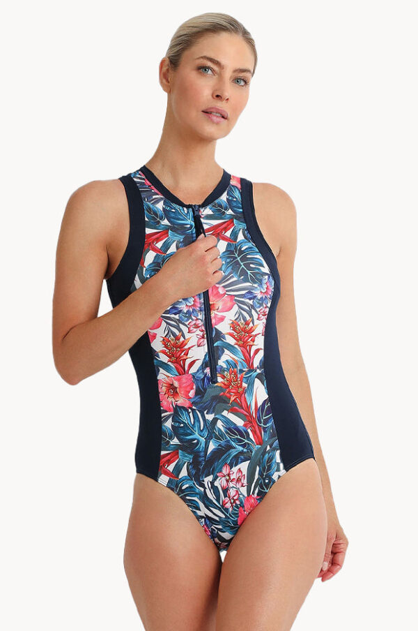 Poolproof Oasis Sleeveless Zip One Piece