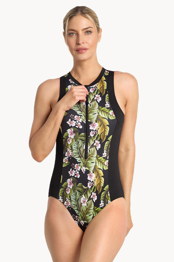 Poolproof Leafique Zip One Piece