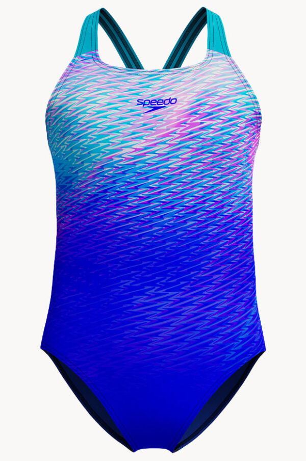 Speedo Girls Print Placement Powerback One Piece