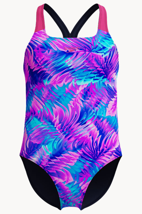 Speedo Junior Girls Allover Print Powerback One Piece