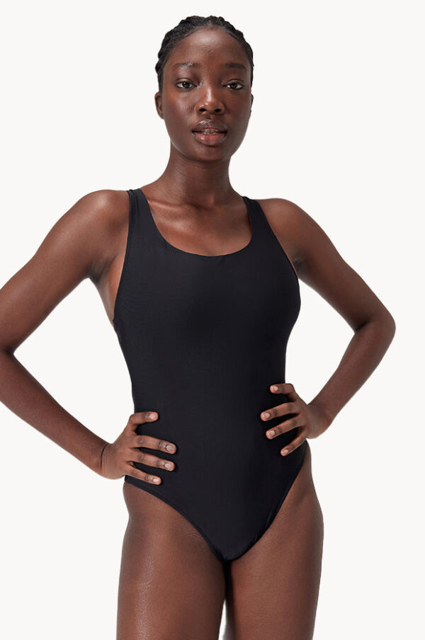 Speedo Solid Scoop Neck Mesh Back One Piece