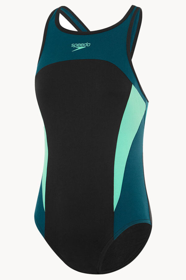 Speedo Splice Cross Back High Neck One Piece