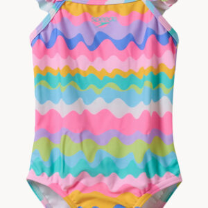 Speedo Girls Printed Frill Thinstrap One Piece