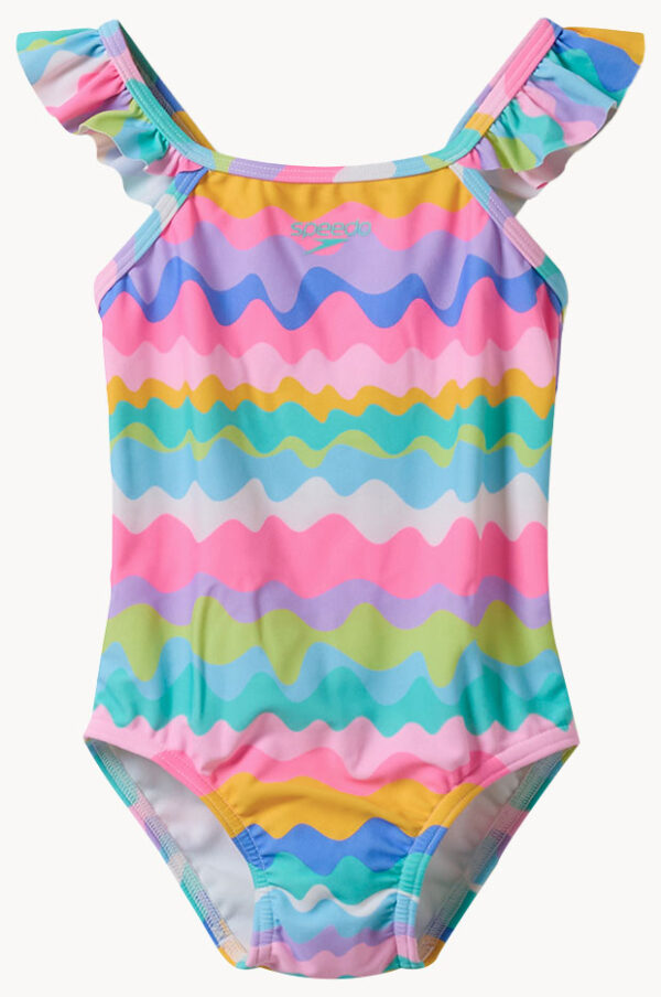 Speedo Girls Printed Frill Thinstrap One Piece