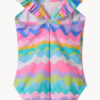 Show Speedo Girls Printed Frill Thinstrap One Piece (image 2)