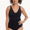 Show Togs Plain Ruched V Neck One Piece