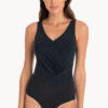 Show Togs Plain Textured Gathered Cross Over One Piece (image 3)