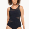 Show Togs Plain Mesh Pleated High Neck One Piece (image 2)