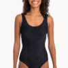 Show Togs Plain Textured Round Neck One Piece (image 3)