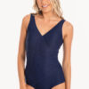 Show Togs Plain Textured Gathered Cross Over One Piece