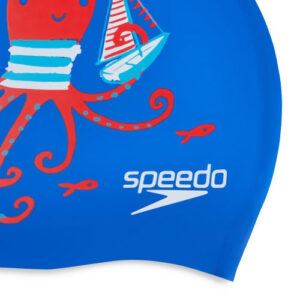 Speedo Junior Printed Silicone Cap Cobalt